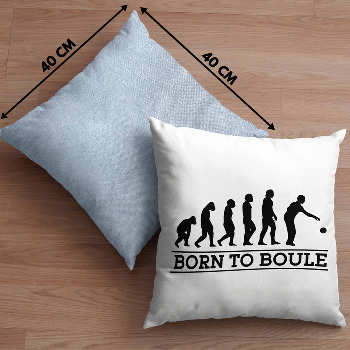 Boule Kissen mit Füllung 40x40 Geschenk Boule-Spieler Geschenkidee Spruch Geboren zum Boule (Grau) Blau Trendation
