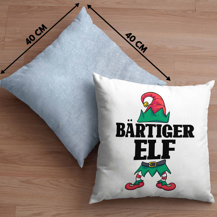 Bart Kissen mit Füllung 40x40 Geschenk Lustiger Spruch Bartträger Bärtiger Elf Geschenkidee Geburtstag (Grau) Blau Trendation