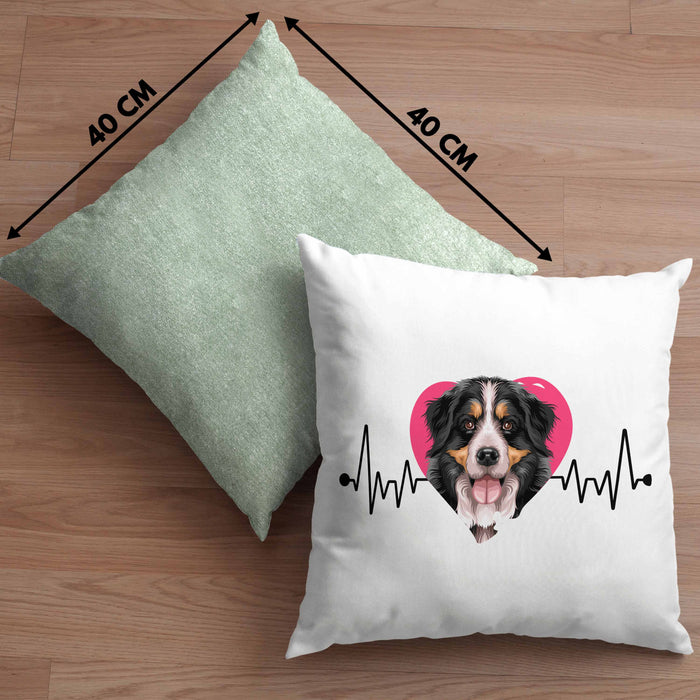Berner Sennen Besitzer Kissen mit Füllung 40x40 Geschenk Lustiger Spruch Geschenkidee Herzschlag Berner Sennen (Grau) Grün Trendation