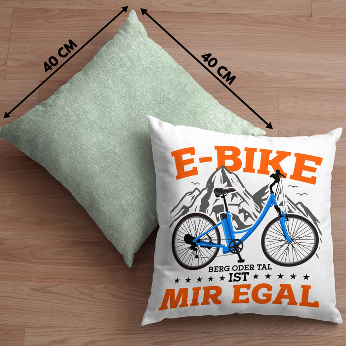 Lustige Kissen mit Füllung 40x40 E-Bike Fans Geschenk E-Bike Sprüche Geschenkidee (Grau) Grün Trendation