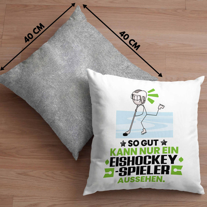Eishockeyspieler Geschenk Kissen mit Füllung 40x40 So Gut Kann Nur Ein Eishockeyspieler Aussehen Geschenkidee (Grau) Grau Trendation