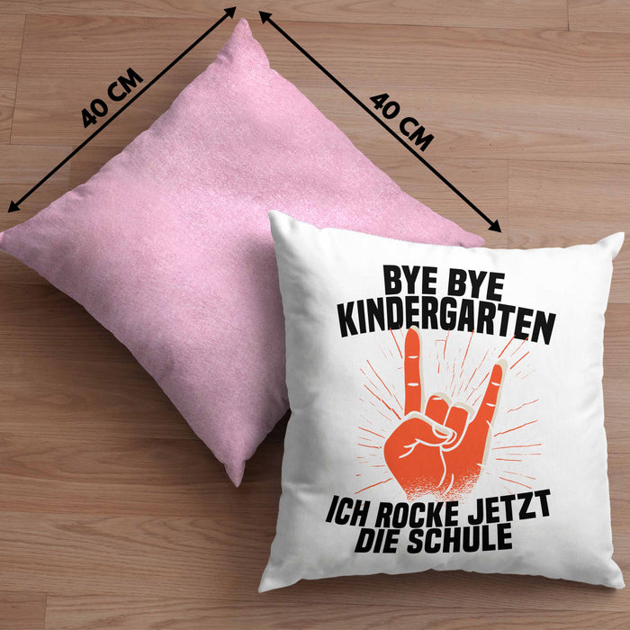 Kita Abgänger 2024 Schulstart Kissen mit Füllung 40x40 Geschenk Jungen Einschulung Schulanfang Erster Schultag (Grau) Rosa Trendation