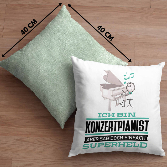 Konzertpianist Geschenk Kissen mit Füllung 40x40 Ich Bin Konzertpianist Aber Sag Doch Einfach Superheld Lustige Geschenkdiee für Konzertpianist (Grau) Grün Trendation