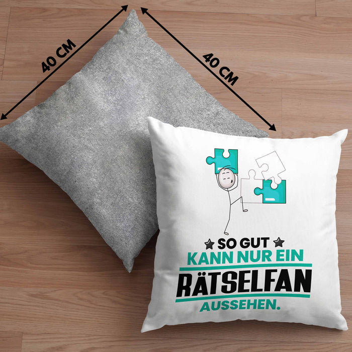 Rätselfan Geschenk Kissen mit Füllung 40x40 So Gut Kann Nur Ein Rätselfan Aussehen Geschenkidee (Grau) Grau Trendation