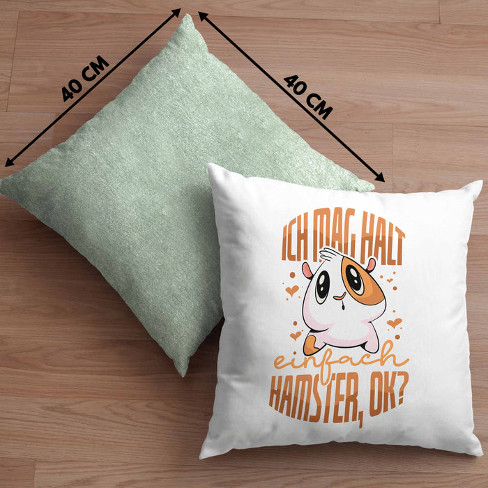 Trendation Lustige Kissen mit Füllung 40x40 für Hamster Besitzer als Geschenkidee Hamster Fan Ich Mag Halt Einfach Hamster (Grau) Grün Trendation