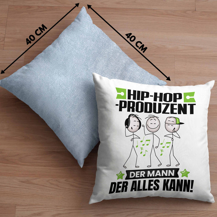 Hip-Hop-Produzent Kissen mit Füllung 40x40 Geschenk für Hip-Hop-Produzent Der Mann Der Alles Kann Geschenkidee zum Geburtstag (Grau) Blau Trendation