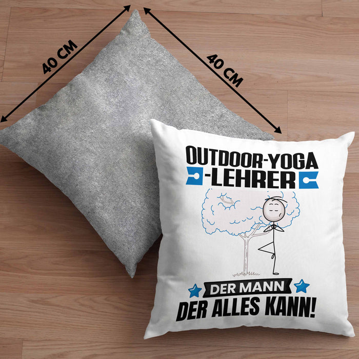 Outdoor-Yoga-Lehrer Kissen mit Füllung 40x40 Geschenk für Outdoor-Yoga-Lehrer Der Mann Der Alles Kann Geschenkidee zum Geburtstag (Grau) Grau Trendation