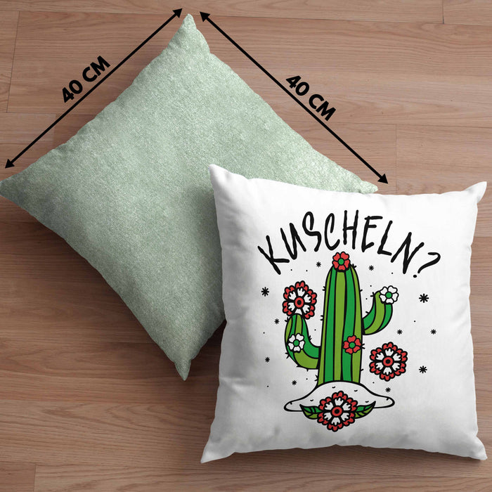 Kaktus Kissen mit Füllung 40x40 Geschenk Kuscheln Sarkasmus Humor Geschenkidee Kaktus-Liebhaber Frauen (Grau) Grün Trendation