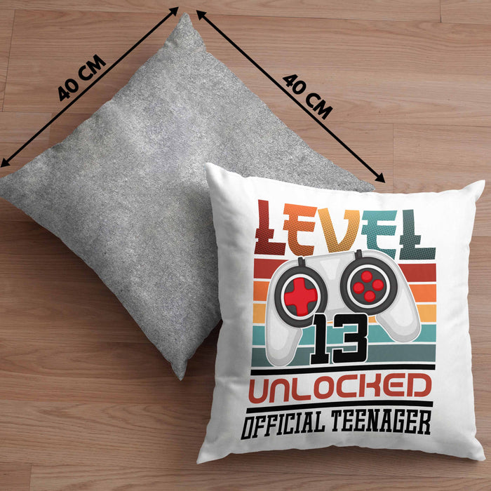 13. Geburtstag Kissen mit Füllung 40x40 Jungs Gaming Official Teenager 13er Geburtstag Geschenkidee (Grau) Grau Trendation