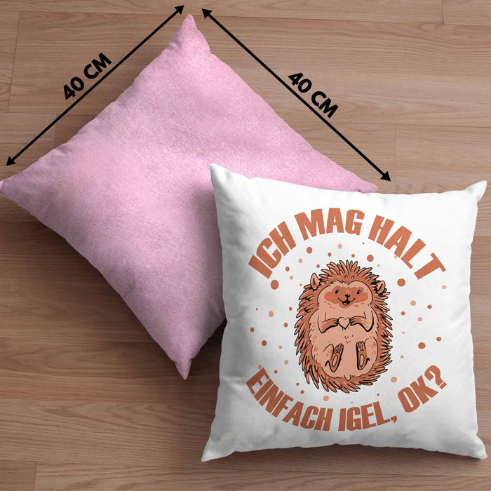 Igel Kissen mit Füllung 40x40 - Tolles Geschenk für Igel-Liebhaber (Grau) Rosa Trendation