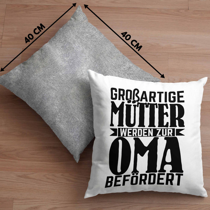 Oma Geschenk Kissen mit Füllung 40x40 Beste Oma Geschenkidee Geburtstag Muttertag Großartige Mütter Werden Zur Oma Befördert (Grau) Grau Trendation
