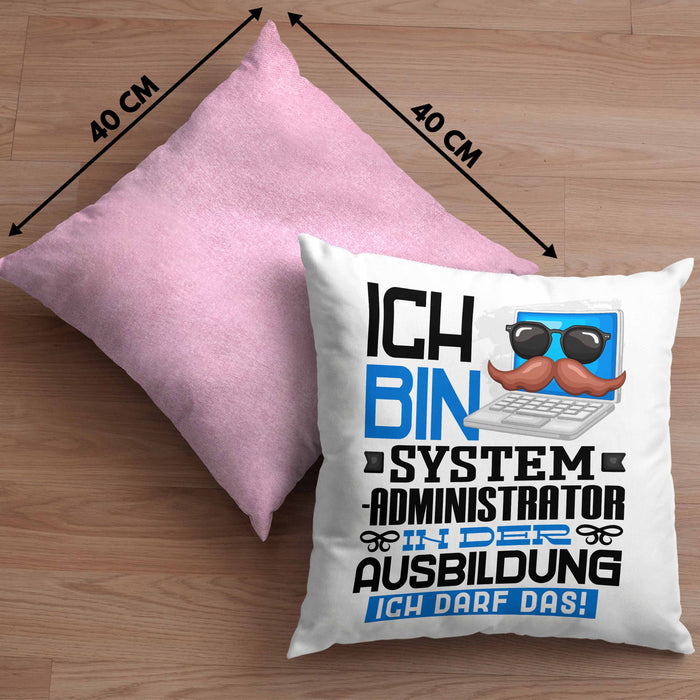 Systemadministrator Ausbildung Kissen mit Füllung 40x40 Geschenk Ich Bin Systemadministrator In Der Ausbildung Ich Darf Das Geschenkidee Spruch (Grau) Rosa Trendation