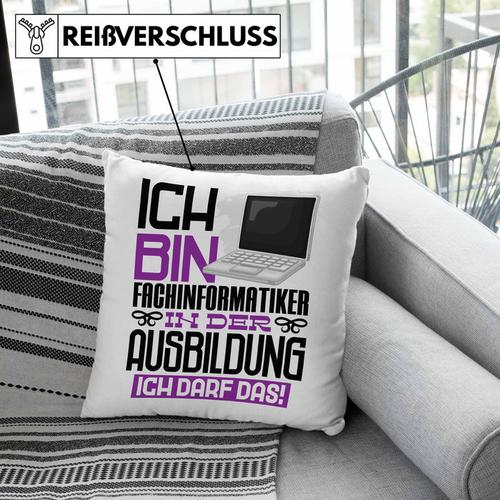Fachinformatiker Ausbildung Kissen mit Füllung 40x40 Geschenk Ich Bin Fachinformatiker In Der Ausbildung Ich Darf Das Geschenkidee Spruch (Grau) Grau Trendation