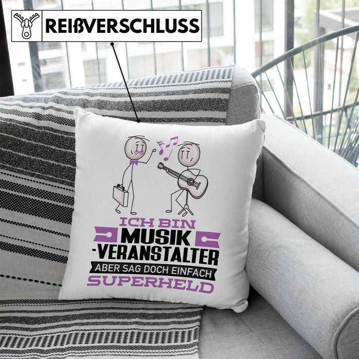 Musikveranstalter Geschenk Kissen mit Füllung 40x40 Ich Bin Musikveranstalter Aber Sag Doch Einfach Superheld Lustige Geschenkdiee für Musikveranstalter (Grau) Blau Trendation