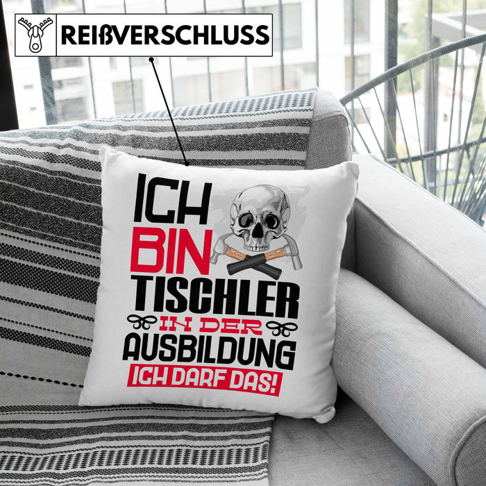 Tischler Ausbildung Kissen mit Füllung 40x40 Geschenk Ich Bin Tischler In Der Ausbildung Ich Darf Das Geschenkidee Spruch (Grau) Grün Trendation
