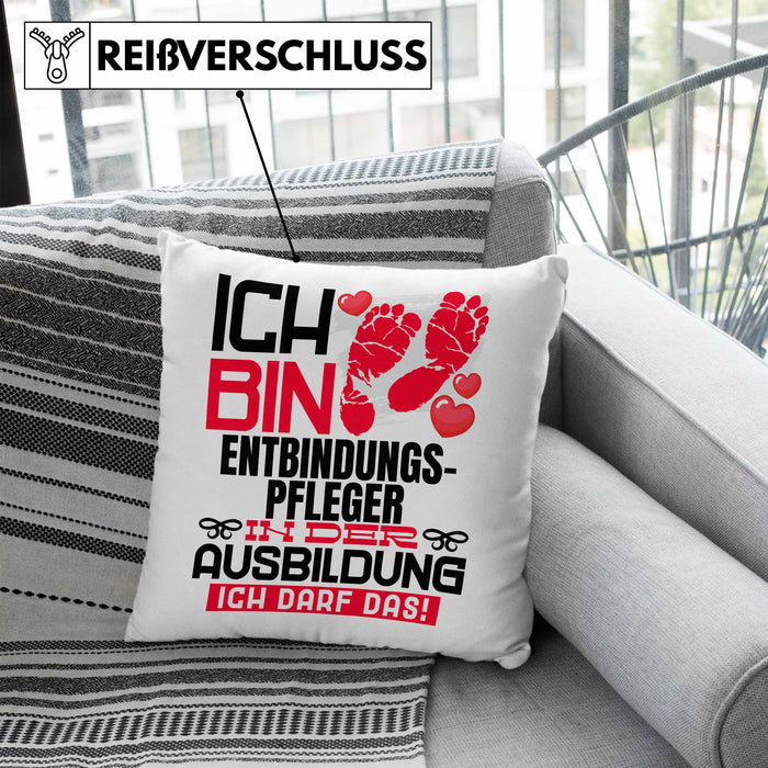 Entbindungspfleger Ausbildung Kissen mit Füllung 40x40 Geschenk Ich Bin Entbindungspfleger In Der Ausbildung Ich Darf Das Geschenkidee Spruch (Grau) Blau Trendation