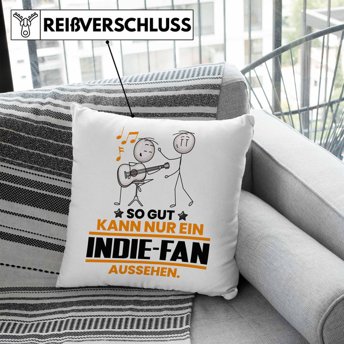Indie-Fan Geschenk Kissen mit Füllung 40x40 So Gut Kann Nur Ein Indie-Fan Aussehen Geschenkidee (Grau) Blau Trendation