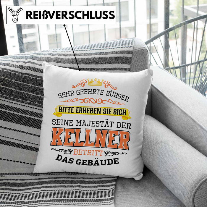 Kellner Kissen mit Füllung 40x40 Geschenk für Kellner Gastro Geschenke Geschenkidee (Grau) Grün Trendation