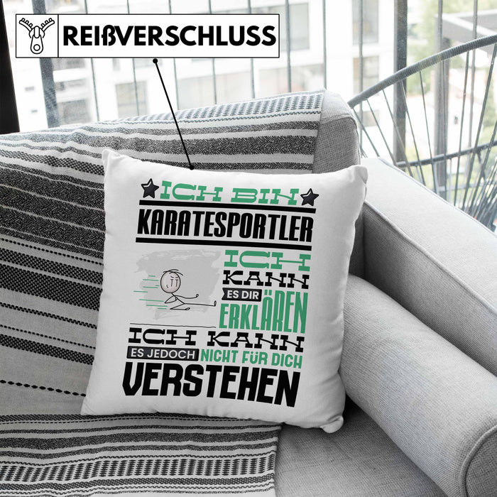 Karatesportler Geschenk Kaffee-Kissen mit Füllung 40x40 Geschenkidee für Karatesportler Ich Bin Karatesportler Ich Kann Es Dir Erklären Jedoch Nicht Für Dich Verstehen Spruch Lustig (Grau) Blau Trendation