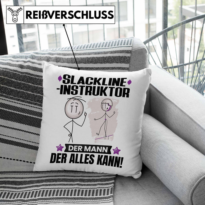 Slackline-Instruktor Kissen mit Füllung 40x40 Geschenk für Slackline-Instruktor Der Mann Der Alles Kann Geschenkidee zum Geburtstag (Grau) Grün Trendation