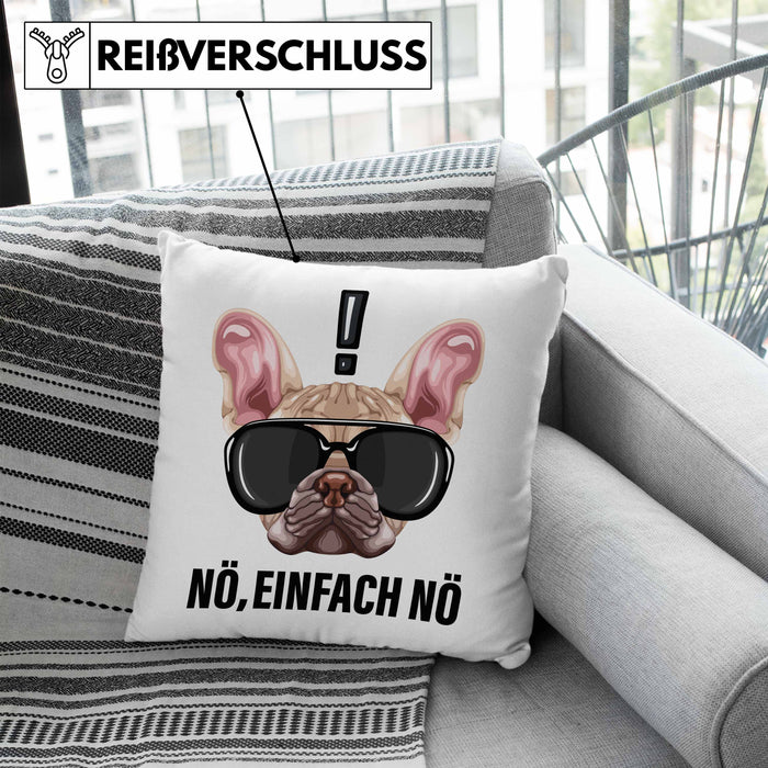 Nö Einfach Nö Kissen mit Füllung 40x40 Geschenk für Mops-Besitzer für Freundin Sarkasmus Humor (Grau) Blau Trendation