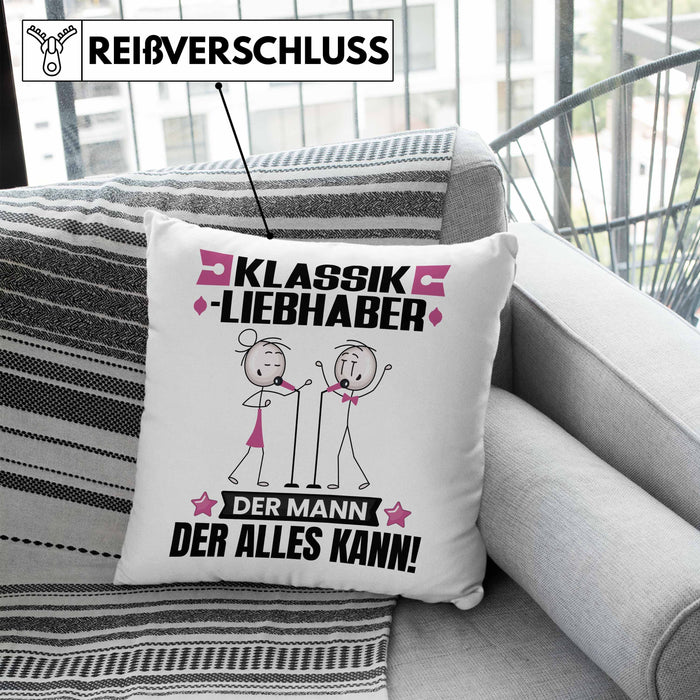 Klassikliebhaber Kissen mit Füllung 40x40 Geschenk für Klassikliebhaber Der Mann Der Alles Kann Geschenkidee zum Geburtstag (Grau) Blau Trendation