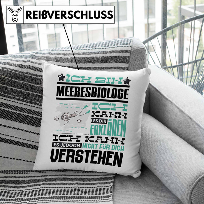Meeresbiologe Geschenk Kaffee-Kissen mit Füllung 40x40 Geschenkidee für Meeresbiologe Ich Bin Meeresbiologe Ich Kann Es Dir Erklären Jedoch Nicht Für Dich Verstehen Spruch Lustig (Grau) Rosa Trendation