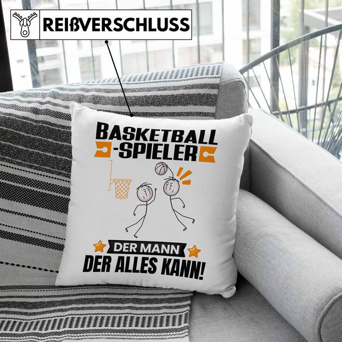 Basketballspieler Kissen mit Füllung 40x40 Geschenk für Basketballspieler Der Mann Der Alles Kann Geschenkidee zum Geburtstag (Grau) Rosa Trendation