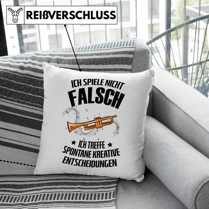 Kissen mit Füllung 40x40 Posaunist Geschenk Lustiges Geschenkidee Posaunen-Spieler (Grau) Grau Trendation