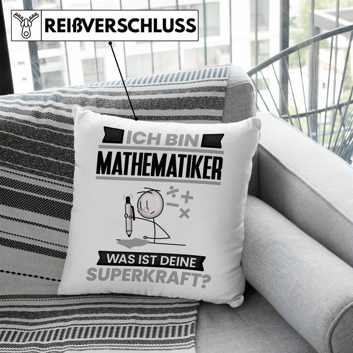 Mathematiker Kissen mit Füllung 40x40 Geschenk für Mathematiker Geburtstag Lustiger Spruch Was Ist Deine Superkraft (Grau) Blau Trendation