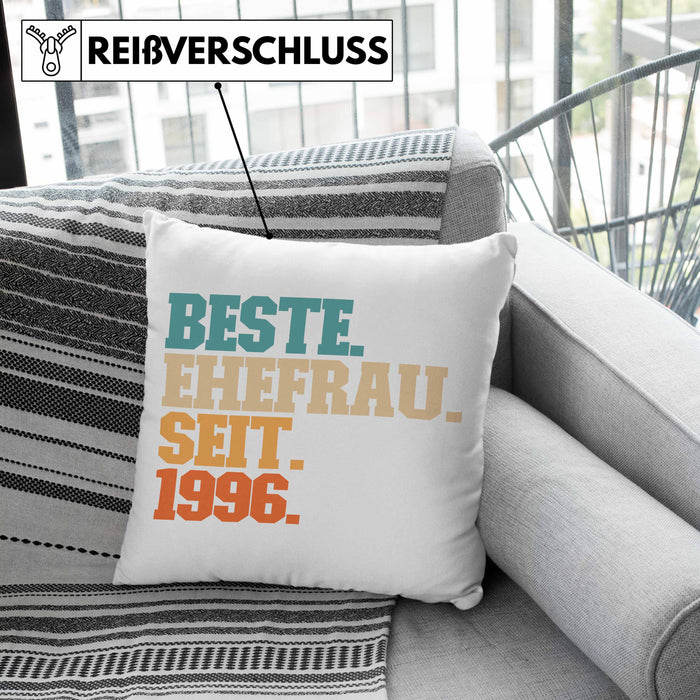Beste Ehefrau Seit 1996 Geschenk JahrestagKissen mit Füllung 40x40 (Grau) Grau Trendation