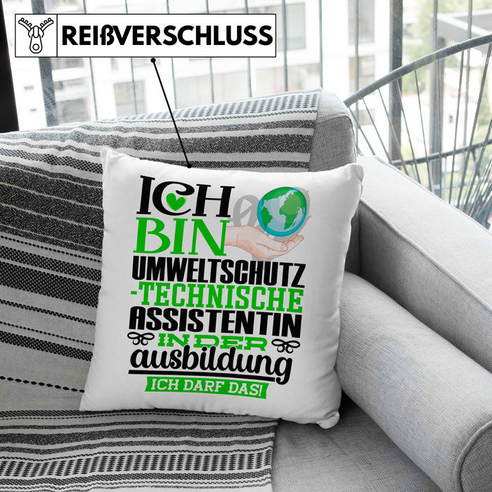 Umweltschutztechnische Assistentin Ausbildung Start Geschenk Kissen mit Füllung 40x40 Ich Bin Umweltschutztechnische Assistentin In Der Ausbildung Ich Darf Das Geschenkidee (Grau) Rosa Trendation