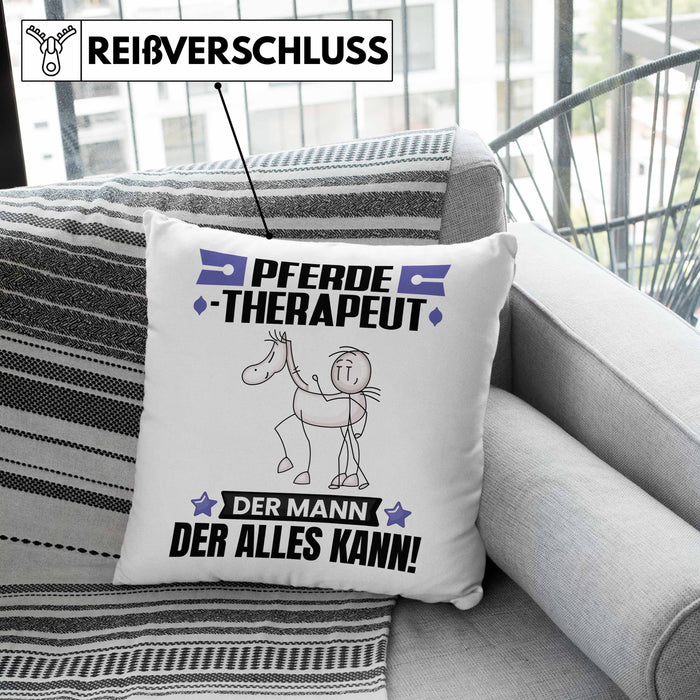 Pferdetherapeut Kissen mit Füllung 40x40 Geschenk für Pferdetherapeut Der Mann Der Alles Kann Geschenkidee zum Geburtstag (Grau) Rosa Trendation