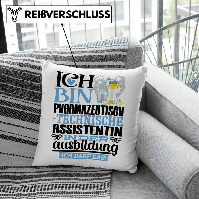 Pharmazeutisch-technische Assistentin Ausbildung Start Geschenk Kissen mit Füllung 40x40 Ich Bin Pharmazeutisch-technische Assistentin In Der Ausbildung Ich Darf Das Geschenkidee (Grau) Rosa Trendation