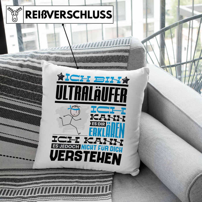 Ultraläufer Geschenk Kaffee-Kissen mit Füllung 40x40 Geschenkidee für Ultraläufer Ich Bin Ultraläufer Ich Kann Es Dir Erklären Jedoch Nicht Für Dich Verstehen Spruch Lustig (Grau) Rosa Trendation