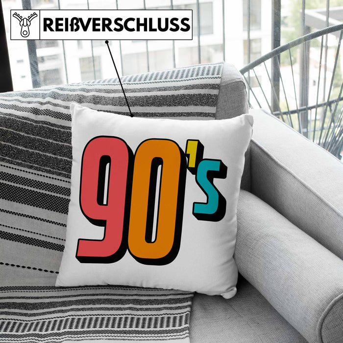 90er Jahre Kissen mit Füllung 40x40 "90's" - Retro Geschenk für Nostalgiker (Grau) Grau Trendation