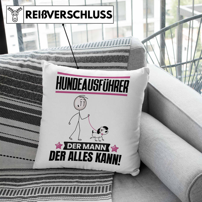 Hundeausführer Kissen mit Füllung 40x40 Geschenk für Hundeausführer Der Mann Der Alles Kann Geschenkidee zum Geburtstag (Grau) Blau Trendation