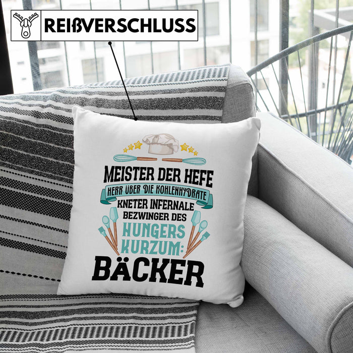 Bäcker Kissen mit Füllung 40x40 mit Spruch Geschenkidee Bäckerin Geschenk Männer Frauen (Grau) Grün Trendation