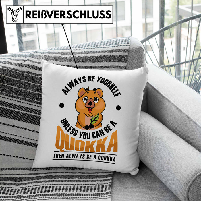 Lustige Kissen mit Füllung 40x40 Quokka-Motiv Geschenk für Quokka Liebhaber (Grau) Rosa Trendation