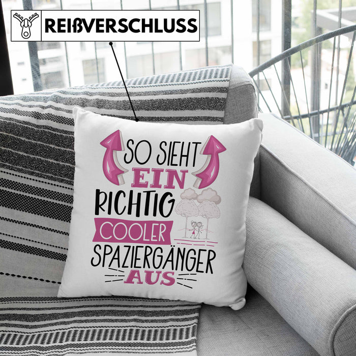 So Sieht Ein Richtig Cooler Spaziergänger Aus Geschenk Kissen mit Füllung 40x40 Lustiger Spruch Geschenkidee (Grau) Grün Trendation