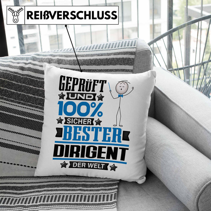Dirigent Geschenk Lustiger Spruch für Dirigent Geschenkidee Bester Dirigent Der WeltKissen mit Füllung 40x40 (Grau) Blau Trendation