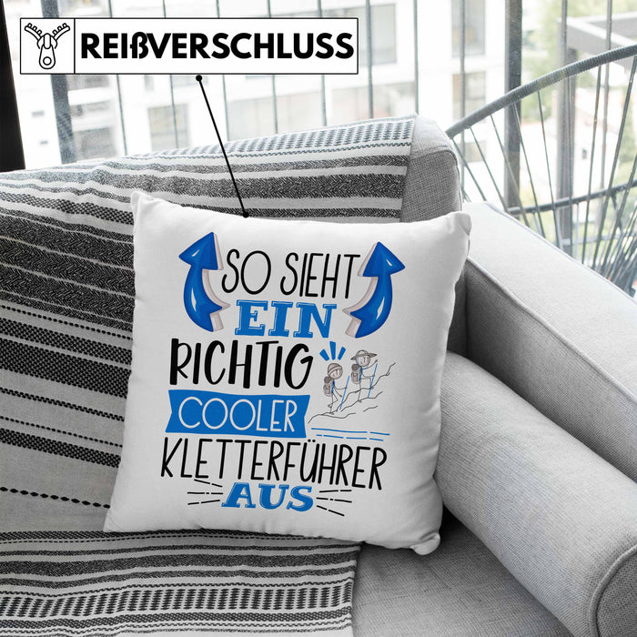So Sieht Ein Richtig Cooler Kletterführer Aus Kissen mit Füllung 40x40 Geschenk für Kletterführer Geburtstag Geschenkdiee (Grau) Blau Trendation
