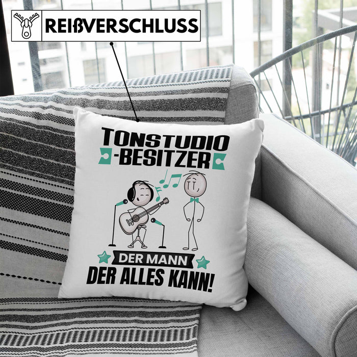Tonstudio-Besitzer Kissen mit Füllung 40x40 Geschenk für Tonstudio-Besitzer Der Mann Der Alles Kann Geschenkidee zum Geburtstag (Grau) Blau Trendation