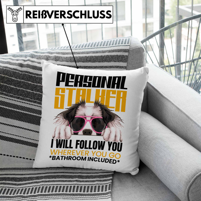 Border Collies Besitzerin Kissen mit Füllung 40x40 Geschenk Lustiger Spruch Geschenkidee Personal Stalker (Grau) Blau Trendation