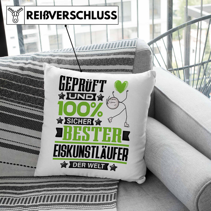 Eiskunstläufer Geschenk Lustiger Spruch für Eiskunstläufer Geschenkidee Bester Eiskunstläufer Der WeltKissen mit Füllung 40x40 (Grau) Grau Trendation