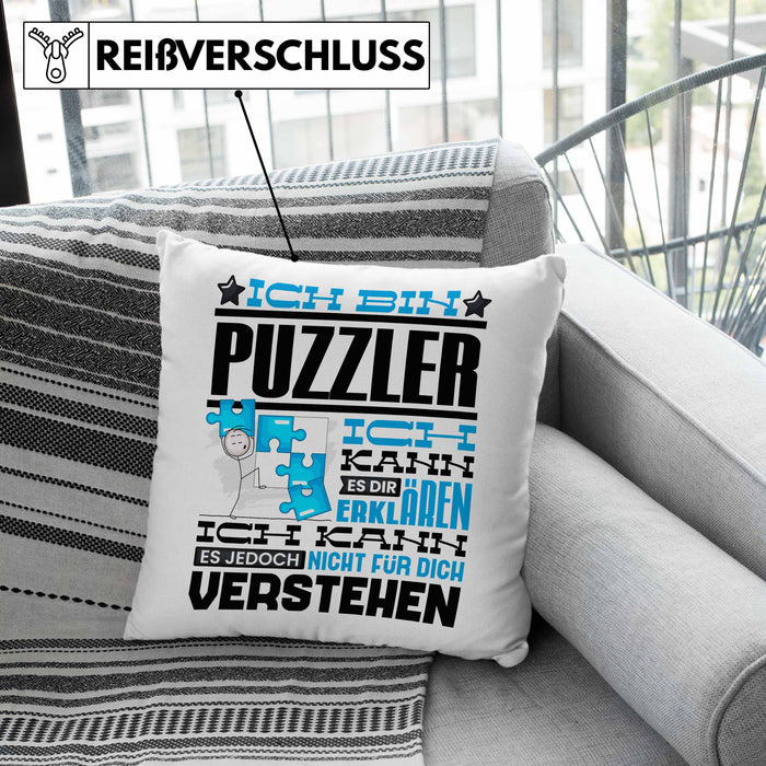Puzzler Geschenk Kaffee-Kissen mit Füllung 40x40 Geschenkidee für Puzzler Ich Bin Puzzler Ich Kann Es Dir Erklären Jedoch Nicht Für Dich Verstehen Spruch Lustig (Grau) Grau Trendation