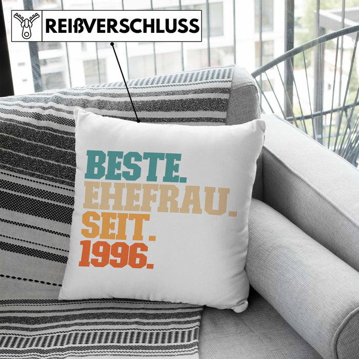 Beste Ehefrau Seit 1996 Geschenk JahrestagKissen mit Füllung 40x40 (Grau) Blau Trendation