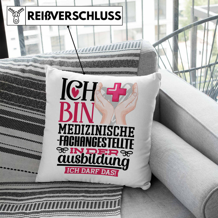 Medizinische Fachangestellte Ausbildung Start Geschenk Kissen mit Füllung 40x40 Ich Bin Medizinische Fachangestellte In Der Ausbildung Ich Darf Das Geschenkidee (Grau) Blau Trendation