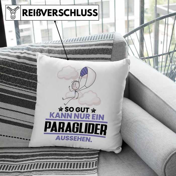 Paraglider Geschenk Kissen mit Füllung 40x40 So Gut Kann Nur Ein Paraglider Aussehen Geschenkidee (Grau) Blau Trendation