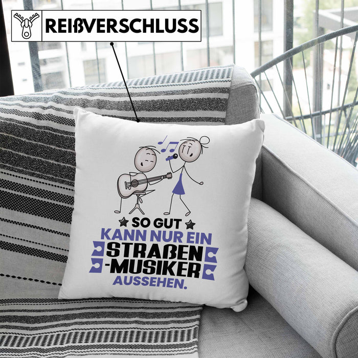 Straßenmusiker Geschenk Kissen mit Füllung 40x40 So Gut Kann Nur Ein Straßenmusiker Aussehen Geschenkidee (Grau) Blau Trendation